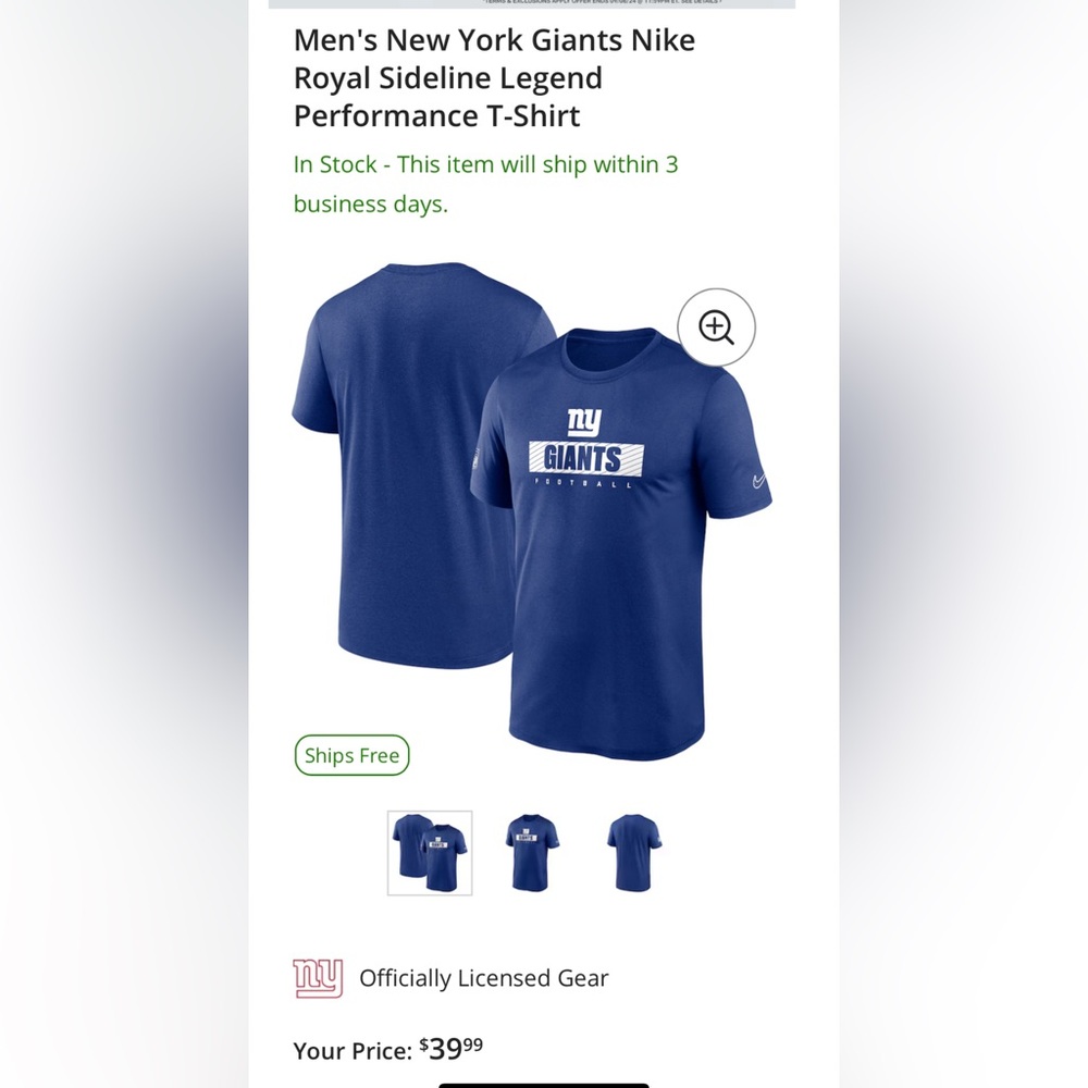 NY Giants NEW Nike L
Screen print 
Short sleeve
DriFit
Officially licensed